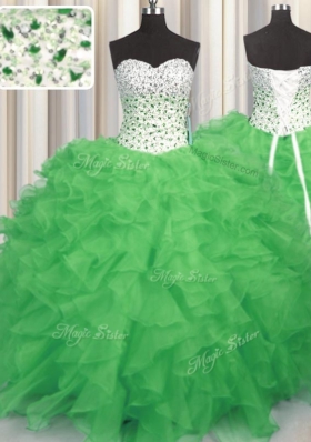 Best Sleeveless Beading and Ruffles Floor Length 15 Quinceanera Dress