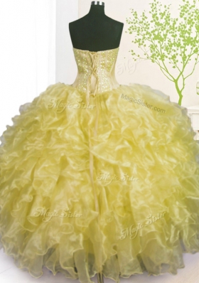 Sumptuous Organza Sleeveless Floor Length Quinceanera Dresses and Beading and Ruffles and Pick Ups