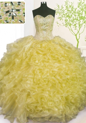 Sumptuous Organza Sleeveless Floor Length Quinceanera Dresses and Beading and Ruffles and Pick Ups