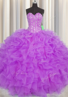 Visible Boning Floor Length Ball Gowns Sleeveless Purple Vestidos de Quinceanera Lace Up