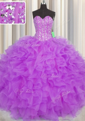 Visible Boning Floor Length Ball Gowns Sleeveless Purple Vestidos de Quinceanera Lace Up