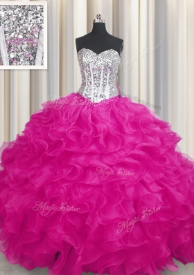 Sleeveless Beading and Ruffles Lace Up Sweet 16 Quinceanera Dress