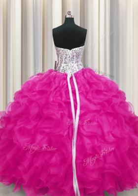 Sleeveless Beading and Ruffles Lace Up Sweet 16 Quinceanera Dress
