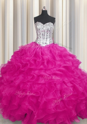 Sleeveless Beading and Ruffles Lace Up Sweet 16 Quinceanera Dress