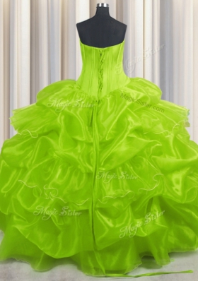 Sleeveless Floor Length Beading and Ruffles and Pick Ups Lace Up Sweet 16 Dresses