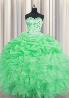 Delicate Pick Ups Visible Boning Sweetheart Sleeveless Lace Up 15 Quinceanera Dress Organza