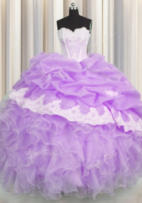 Pick Ups Floor Length Lilac Quinceanera Gowns Sweetheart Sleeveless Lace Up
