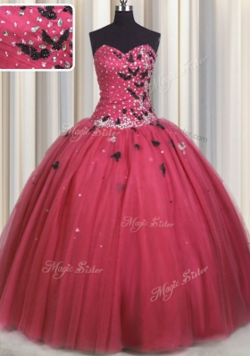 Floor Length Coral Red Quinceanera Gowns Sweetheart Sleeveless Lace Up