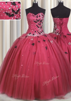 Floor Length Coral Red Quinceanera Gowns Sweetheart Sleeveless Lace Up