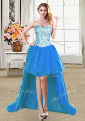 Four Piece Floor Length Lace Up Quinceanera Gown Blue and In for Military Ball and Sweet 16 and Quinceanera with Beading and Ruffles and Pick Ups