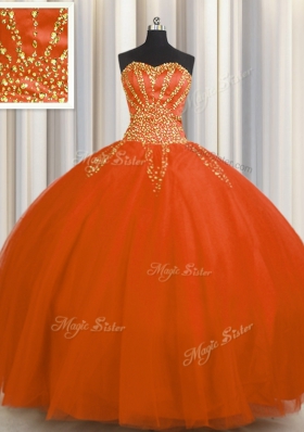 Low Price Really Puffy Floor Length Lace Up Sweet 16 Quinceanera Dress Red and In for Military Ball and Sweet 16 and Quinceanera with Beading