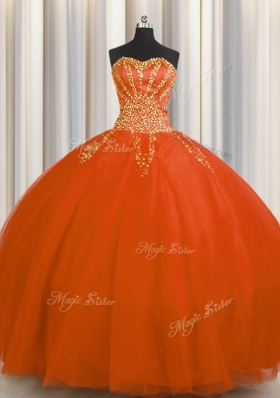 Low Price Really Puffy Floor Length Lace Up Sweet 16 Quinceanera Dress Red and In for Military Ball and Sweet 16 and Quinceanera with Beading