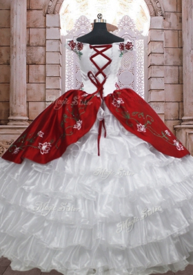 Beautiful Off The Shoulder Sleeveless Taffeta 15 Quinceanera Dress Embroidery and Ruffled Layers Lace Up