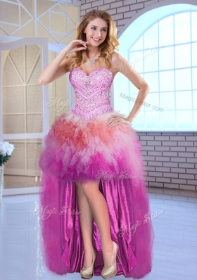 Custom Design Four Piece Ball Gowns Sweet 16 Dresses Multi-color Sweetheart Tulle Sleeveless Floor Length Lace Up