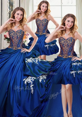 Deluxe Four Piece Sleeveless Beading and Appliques and Pick Ups Lace Up Sweet 16 Dresses