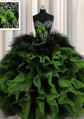 Extravagant Multi-color Sweetheart Lace Up Beading and Ruffles Quinceanera Dresses Sleeveless