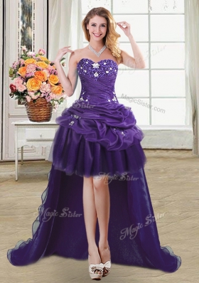 Four Piece Sleeveless Beading and Appliques and Pick Ups Lace Up Quinceanera Dress