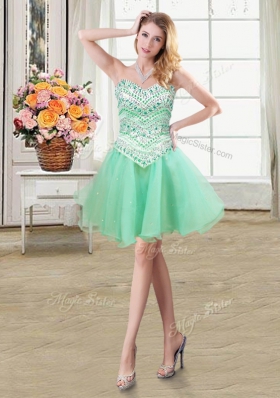 Graceful Three Piece Sweetheart Sleeveless Lace Up Quinceanera Gown Apple Green Tulle