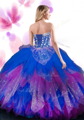 Multi-color Sweetheart Lace Up Beading and Ruffles 15 Quinceanera Dress Sleeveless