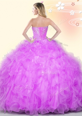 Romantic Blue Ball Gowns Tulle Sweetheart Sleeveless Beading and Ruffles Floor Length Lace Up Vestidos de Quinceanera