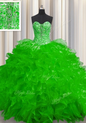Affordable See Through Sleeveless Organza Lace Up 15 Quinceanera Dress for Military Ball and Sweet 16 and Quinceanera