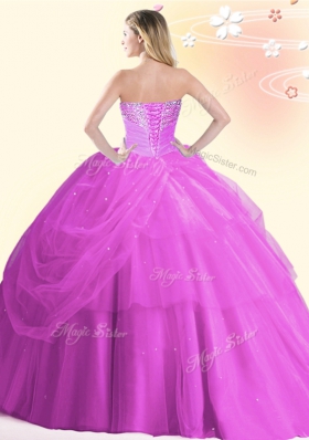 Clearance Lavender Sleeveless Tulle Lace Up Sweet 16 Dress for Military Ball and Sweet 16 and Quinceanera