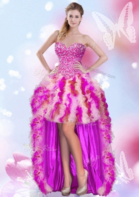 Enchanting Four Piece Sweetheart Sleeveless Tulle Sweet 16 Dress Beading and Ruffles Lace Up