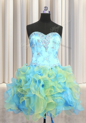 Stunning Three Piece Sleeveless Beading and Appliques and Ruffles Lace Up Quince Ball Gowns