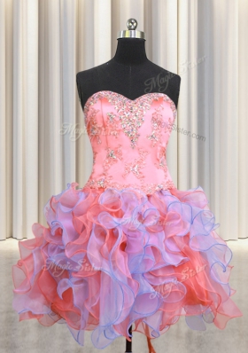 Three Piece Floor Length Ball Gowns Sleeveless Multi-color 15 Quinceanera Dress Lace Up
