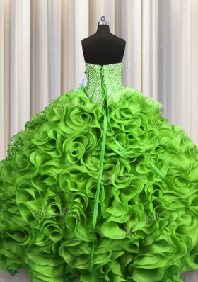 Visible Boning Beading and Ruffles Sweet 16 Dresses Lace Up Sleeveless Floor Length