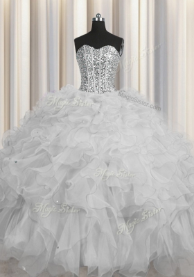 Visible Boning Floor Length Grey Quinceanera Dress Sweetheart Sleeveless Lace Up