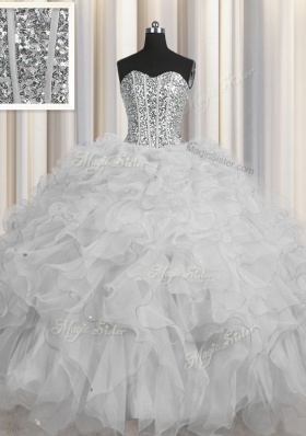 Visible Boning Floor Length Grey Quinceanera Dress Sweetheart Sleeveless Lace Up