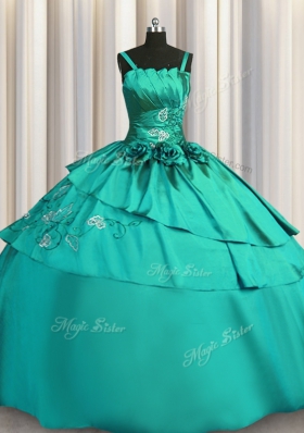 Elegant Beading and Embroidery Quinceanera Dress Turquoise Lace Up Sleeveless Floor Length