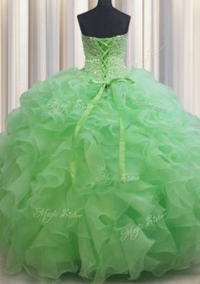 Eye-catching Floor Length Ball Gowns Sleeveless Quinceanera Gown Lace Up