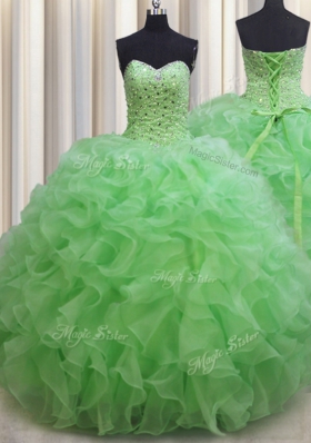 Eye-catching Floor Length Ball Gowns Sleeveless Quinceanera Gown Lace Up