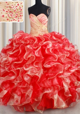 Sleeveless Beading and Ruffles Lace Up Vestidos de Quinceanera