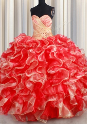 Sleeveless Beading and Ruffles Lace Up Vestidos de Quinceanera