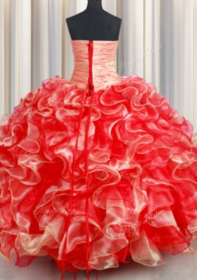 Sleeveless Beading and Ruffles Lace Up Vestidos de Quinceanera