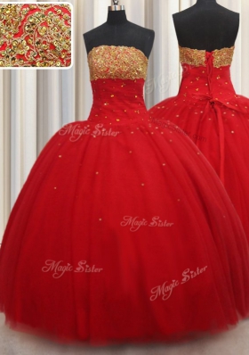 Beading Quinceanera Gowns Red Lace Up Sleeveless Floor Length