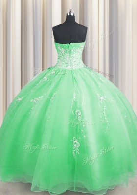 Charming Zipper Up Zipper 15 Quinceanera Dress Beading and Appliques Sleeveless Floor Length