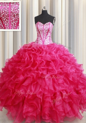 On Sale Sleeveless Beading and Ruffles Lace Up 15th Birthday Dress