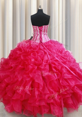 On Sale Sleeveless Beading and Ruffles Lace Up 15th Birthday Dress