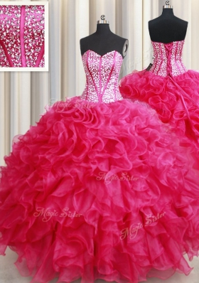 On Sale Sleeveless Beading and Ruffles Lace Up 15th Birthday Dress