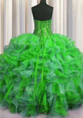 Visible Boning Bling-bling Floor Length Lace Up Quinceanera Gowns Multi-color and In for Military Ball and Sweet 16 and Quinceanera with Beading and Ruffles