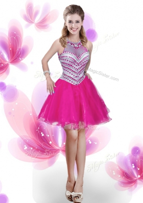 Four Piece Hot Pink Sleeveless Floor Length Beading and Pick Ups Zipper Quinceanera Dress