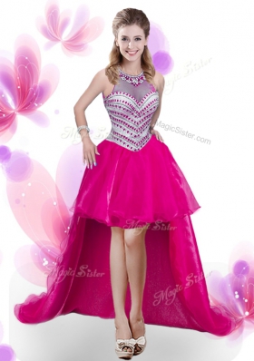 Four Piece Hot Pink Sleeveless Floor Length Beading and Pick Ups Zipper Quinceanera Dress