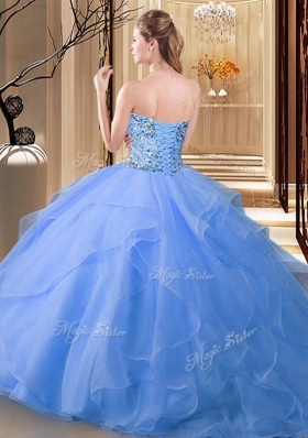 Sleeveless Beading Lace Up Quinceanera Gowns