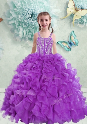 With Train Ball Gowns Sleeveless Eggplant Purple Sweet 16 Dress Brush Train Lace Up