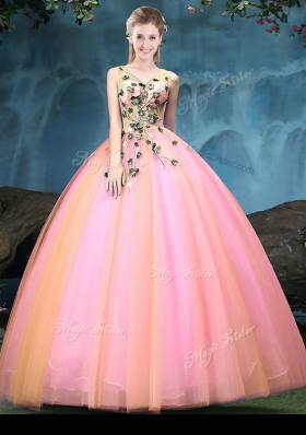 Floor Length Ball Gowns Sleeveless Multi-color Ball Gown Prom Dress Lace Up