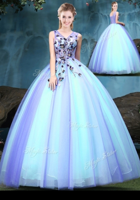 Multi-color Sleeveless Tulle Lace Up 15 Quinceanera Dress for Military Ball and Sweet 16 and Quinceanera